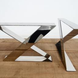 "Chrome Bench Legs , 15"" H X 21"" W X-Frame Wide Flat Stainless Steel Coffee Table Customizable Height 12"" - 16" - thumbnail 2