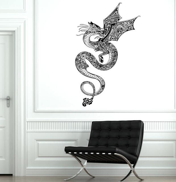 Wall Vinyl Dragon Fire Myth Symbol Ornament Mural Decal Sticker 1745Dz - image 1