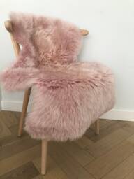 Pink Sheepskin Rug Throw, Chair Cover, Luxury Genuine Fur, Home Office, Decor, Nursery Interior, Working From Home, Desk - thumbnail 1