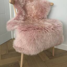 Pink Sheepskin Rug Throw, Chair Cover, Luxury Genuine Fur, Home Office, Decor, Nursery Interior, Working From Home, Desk - thumbnail 2