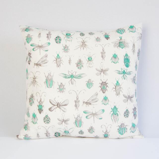 Insect Pillow Cover, Vintage Scientific Illustration Bugs Cushion, Fauna Throw Pillow, 16x16 Inch - image 1