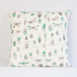 Insect Pillow Cover, Vintage Scientific Illustration Bugs Cushion, Fauna Throw Pillow, 16x16 Inch - thumbnail 4