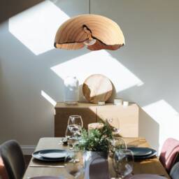 Wood Chandelier, Handmade Farmhouse Lighting, Dining Room Lamp, Natural Live Edge - thumbnail 3