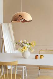 Wood Chandelier, Handmade Farmhouse Lighting, Dining Room Lamp, Natural Live Edge - thumbnail 1