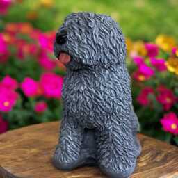 Concrete Shaggy Dog Statue Stone Old English Sheepdog Figurine Fluffy Bobtail Sculpture Outdoor Garden Ornament Bearded Collie Decor Gift - thumbnail 2
