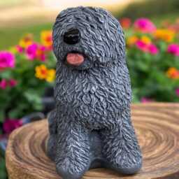 Concrete Shaggy Dog Statue Stone Old English Sheepdog Figurine Fluffy Bobtail Sculpture Outdoor Garden Ornament Bearded Collie Decor Gift - thumbnail 3
