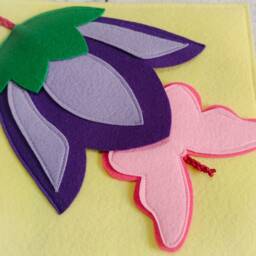 Felt Quiet Book Page Butterfly Hiding in Flower, Travel Toy - thumbnail 4