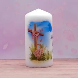 Personalised Easter Candle With Cross Image - Wife Gran Husband Grandad Friend Teacher Gift - thumbnail 2