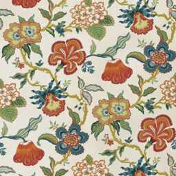 Schumacher Luxury Designer Hothouse Flowers Spark Orange Green Blue Cream Cushion Pillow Cover Navy Piping - thumbnail 4