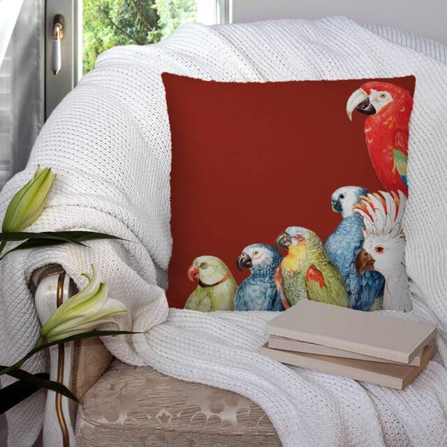 Parrots Birds Cockatoo - Bright Colourful Super Soft Decorative Pillow Throw Cushion, Case Cover Or With Filling Luxury Velvet