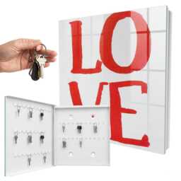 Red Love Key Cabinet For Home, Industrial Box, Typographic Texts, Lovers Of Simplicity - thumbnail 2