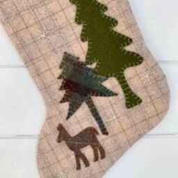 Personalized Wool Christmas Stocking Rustic Deer Cabin Decor - thumbnail 3