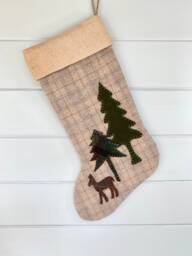 Personalized Wool Christmas Stocking Rustic Deer Cabin Decor