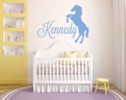 Silhouette Horse With Child's Name Vinyl Wall Decal - Personalized - thumbnail 1