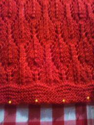 Red Autumn Leaves Handmade Hand -Knitted Worsted Weight Baby Afghan, Blanket Or Lap