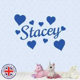 Personalised Name Custom Vinyl Sticker Hearts Wall Art Boys Girls Kids Bedroom - thumbnail 2