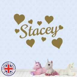 Personalised Name Custom Vinyl Sticker Hearts Wall Art Boys Girls Kids Bedroom - thumbnail 3