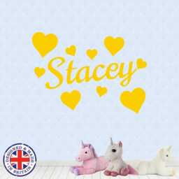 Personalised Name Custom Vinyl Sticker Hearts Wall Art Boys Girls Kids Bedroom - thumbnail 4