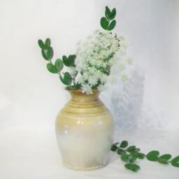 Handmade Carmel Cream Vase Wheel Thrown Porcelain Decor - thumbnail 3