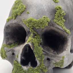 Mossy Skull . Plaster Of Paris Life Size Human Replica - thumbnail 2