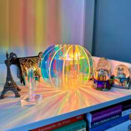 Nebula Sphere - Iridescent Acrylic Lamp, Minimal Holographic Light, Modern Mood Unique Decorative Colorful Ambient - thumbnail 1