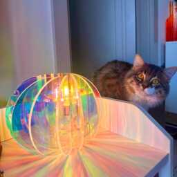 Nebula Sphere - Iridescent Acrylic Lamp, Minimal Holographic Light, Modern Mood Unique Decorative Colorful Ambient - thumbnail 4