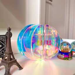 Nebula Sphere - Iridescent Acrylic Lamp, Minimal Holographic Light, Modern Mood Unique Decorative Colorful Ambient - thumbnail 3