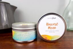 Harvest Moon Soy Candle in 8Oz Tin - Fall Scented For Autumn Decor, Wood Or Cotton Wick - thumbnail 1