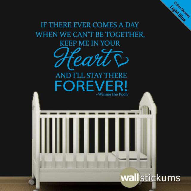 Nursery Wall Decal Quote Winnie The Pooh Heart Forever 02 Quote Removable Vinyl Sticker - image 1