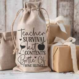 Teacher Bottle Bag, Gift End Of Term Gift, Best Teacher, Teaching Assistant, Thank You Wine Bag - thumbnail 2