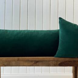 Emerald Velvet Body Pillow Cover Dark Green Lumbar - 12x36 - thumbnail 2