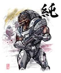 8x10 Print Mass Effect Urdnot Grunt Japanese Calligraphy Pure - thumbnail 1