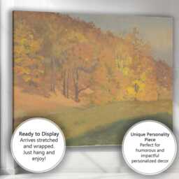Golden Autumn Forest Hillside Landscape Painting Canvas Wall Art Print Decor Picture Ready To Hang - thumbnail 3