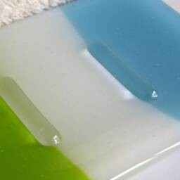 Fused Glass Soap Dish in Cyan Blue, White & Spring Green By Bprdesigns - thumbnail 3