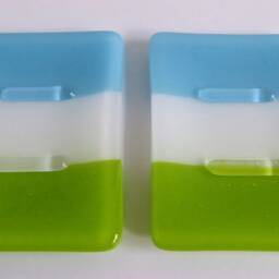 Fused Glass Soap Dish in Cyan Blue, White & Spring Green By Bprdesigns - thumbnail 4