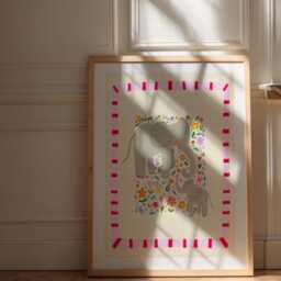 Enid Elephant Print Colorful Nursery Art, Kids Room Decor - thumbnail 2