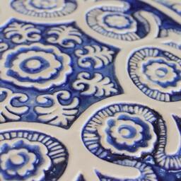 8 Wall Hanging Art With Mixing Designs For Home Decor, Outdoor Art, Spanish Style, Mosaic Tiles, Ceramic Tiles 30cm Blue&white - thumbnail 2
