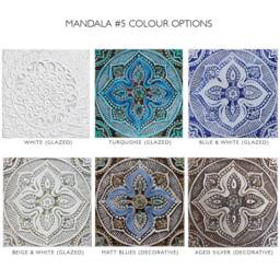 8 Wall Hanging Art With Mixing Designs For Home Decor, Outdoor Art, Spanish Style, Mosaic Tiles, Ceramic Tiles 30cm Blue&white - thumbnail 3