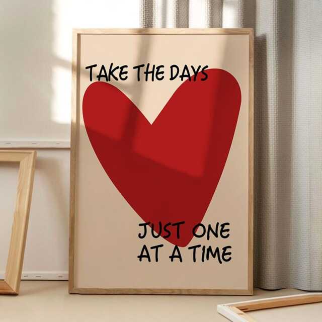 Take The Days Just One At A Time Quote Art Canvas Poster, Trendy Wall Art, Apartment Aesthetic Decor, Retro Home Printed Gift - image 1