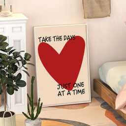 Take The Days Just One At A Time Quote Art Canvas Poster, Trendy Wall Art, Apartment Aesthetic Decor, Retro Home Printed Gift - thumbnail 3