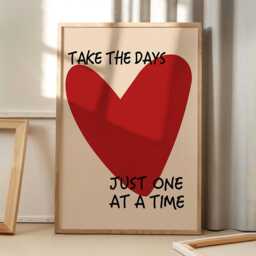 Take The Days Just One At A Time Quote Art Canvas Poster, Trendy Wall Art, Apartment Aesthetic Decor, Retro Home Printed Gift - thumbnail 1