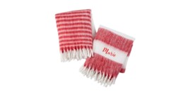 Personalized Red & White Throws Blanket, Monogram Embroidered Blankets, Wedding Gift, Cotton Lap Custom Couch Throw - thumbnail 1