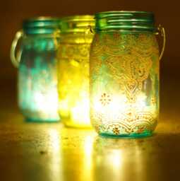 Hand Painted Moroccan Lantern, Boho Candle Holder, Garden & Porch Decor