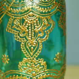 Hand Painted Moroccan Lantern, Boho Candle Holder, Garden & Porch Decor - thumbnail 3