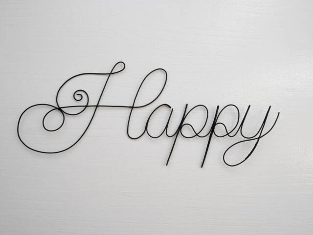 Wire Word, Happy, Joy, Wire Message, Wall Phrase, Writing, Quote Sculpture, Door Plate
