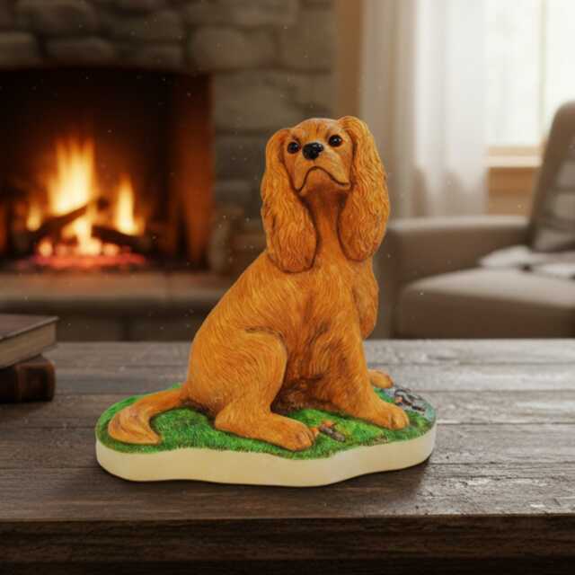 Handcrafted Ruby Cavalier King Charles Spaniel Figurine Gift, Fine Sculpted Detail, Lifelike Features - image 1