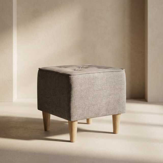 Upholstered Footstool With Beech Wood Legs - Custom Colors - image 1