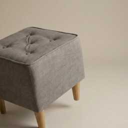 Upholstered Footstool With Beech Wood Legs - Custom Colors - thumbnail 2
