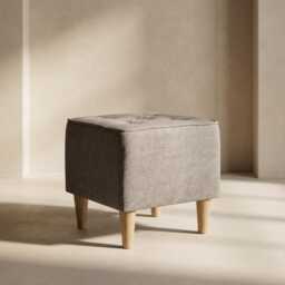 Upholstered Footstool With Beech Wood Legs - Custom Colors - thumbnail 1