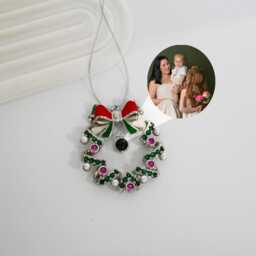 Custom Wreath Ornament With Photo, Photo Projection Snowflake, Christmas Tree Decoration, Family Photo Hanging Ornaments, Christmas Gift - thumbnail 2